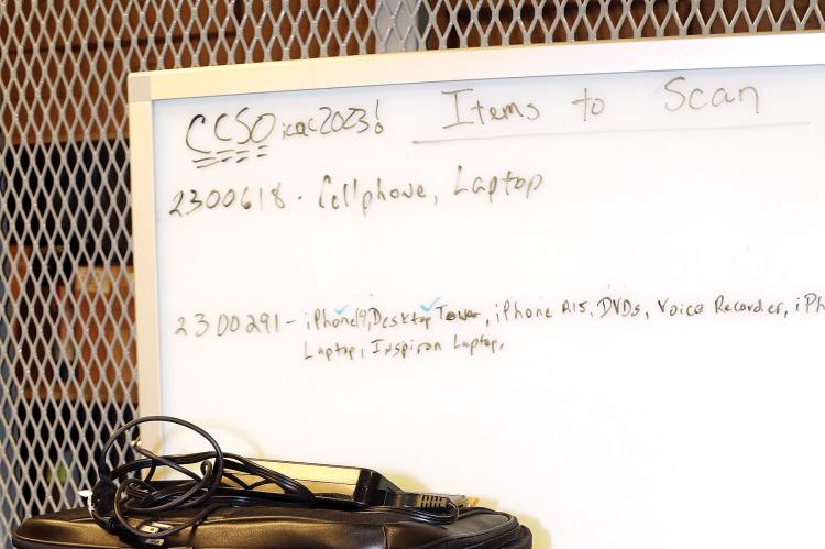 Some of the electronic items to be scanned by the county's ICAC team