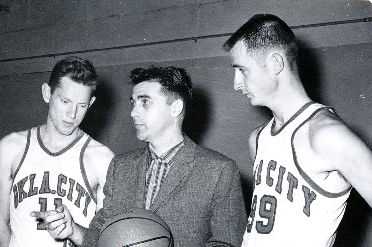 Reed at Oklahoma City University with legendary coach Abe Lemons