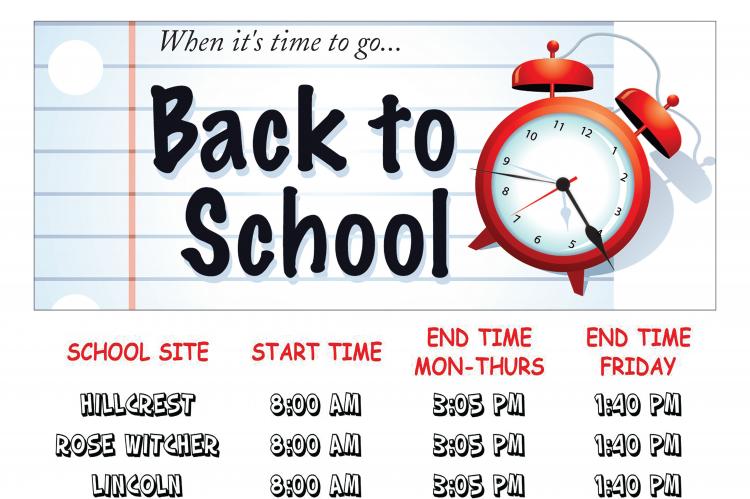 Back to School Bell Schedule