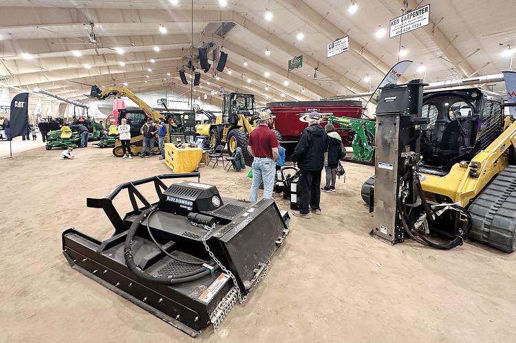 This photo shows the display floor at the 2024 Crossroads of Oklahoma Farm Show