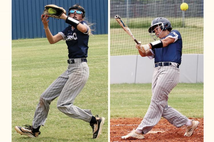 Iliana Ashford and Kira Taber, ER Softball vs Shawnee