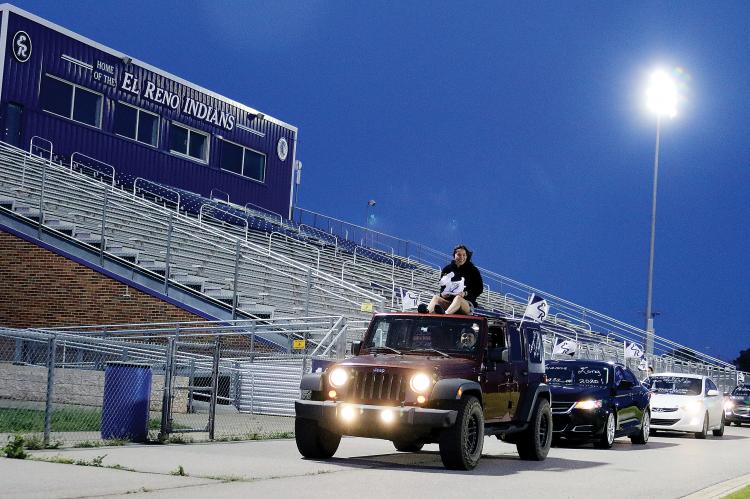 Football stadium parade