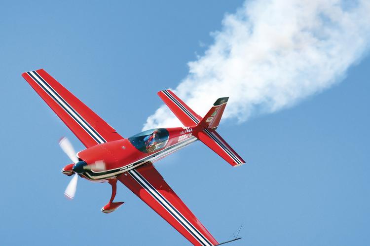 Mike Gallaway pulls his plane out of a dive