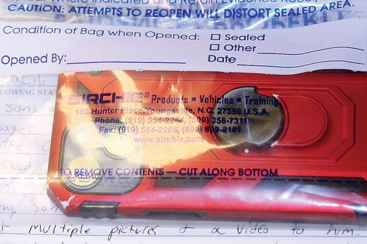 A cell phone collected during one of the unit’s investigations
