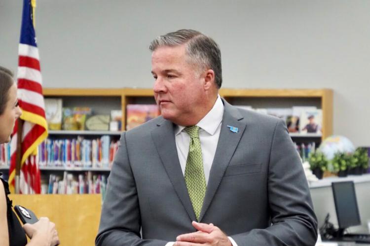 Lonnie Paxton, R-Tuttle, attends a news conference