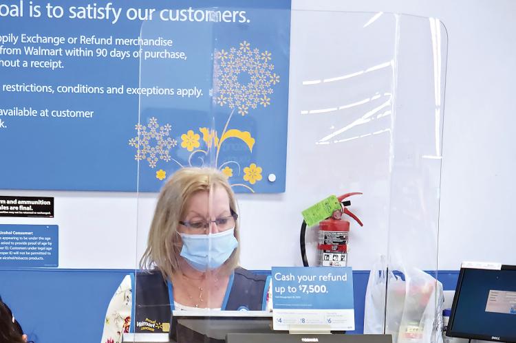 Protective shields in front of registers