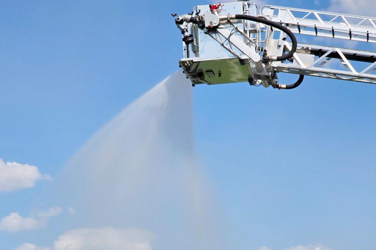 The ERFD brought out its ladder truck and sprayed the campers with a wall of water
