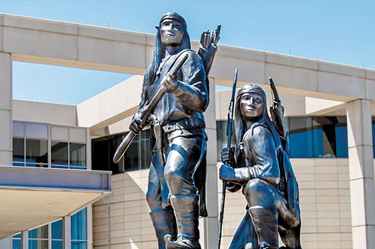 Pictured is one of the iconic statues outside the Oklahoma History Center