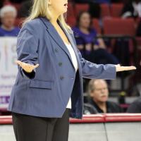 Jennifer Douglas reacts to a non-call in the state semifinal game