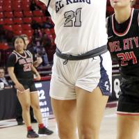 Pauline Black-Harmon shoots under the basket