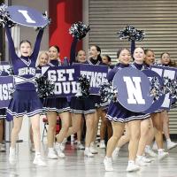 EHS cheerleaders take the floor to perform their routine