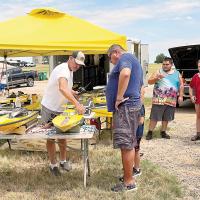 Some of the remote controlled boats that will race this weekend at Lake El Reno