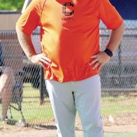 Cody Thiessen watches the action in the Small School WOBCA All-Star Game