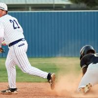 Garrett March steps off second after making a force out