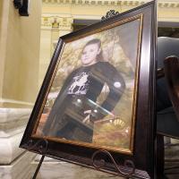 A framed photograph of Elizibeth “Lizzie” Feaster sits inside the Oklahoma State Capitol