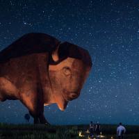 A rendering of the large buffalo sculpture being proposed for Adams Park