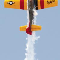 This former Navy training aircraft shows its aerobatic abilities