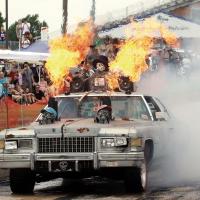 The Zombie blows fire out of its hood-mounted pipes