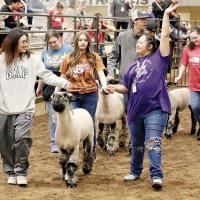 A special needs student from Mustang waves to the crowd