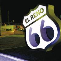 The Route 66 monument and The Filling Station (background) are ways the City of El Reno is paying homage to the Mother Road