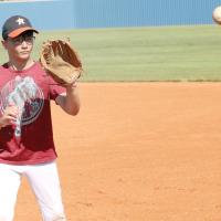 Easton Schmidt looks a ball into his glove