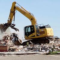 Demolition crews took down the old Denny’s Restaurant