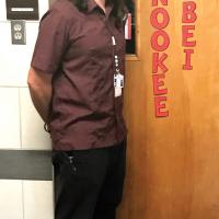 Jeff Black stands outside his classroom door at El Reno High School