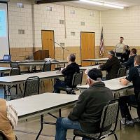 Sheriff Chris West discusses his idea for a Citizen Posse recently in El Reno