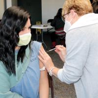 Meagan Bridsfort gets a COVID-19 vaccine