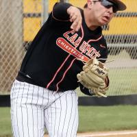 Jackson Burns makes a throw across the infield