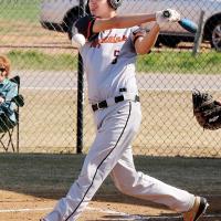 Kaleb Melvin fouls off a pitch