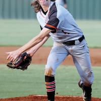 Hunter Arnold follows through on a fastball