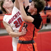 Caleb Meschberger shoots over a defender