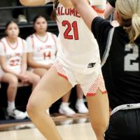 Randi Upchego shoots a layup