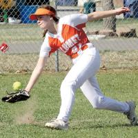 Kylee Smith has a ball bounce under her glove
