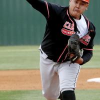 Hunter Navanick lets loose of a pitch