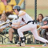 Konnor Thiessen drops down a bunt