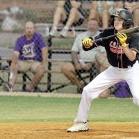 Hunter Mayfield squares around for a bunt attempt