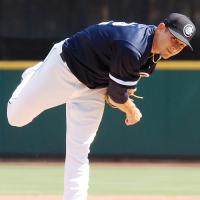 El Reno native and EHS graduate Cameron Hill throws a pitch 
