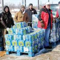 The city of El Reno handed out cases of water to residents