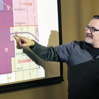 Brian Shafer points out a parcel of land which has already been annexed by Yukon