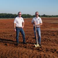 Patrick and Andrew Dougherty held a groundbreaking ceremony on the site of their new DFM center