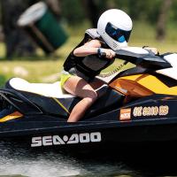 Radley Miller flies across the water on her new ride for the 2023 season