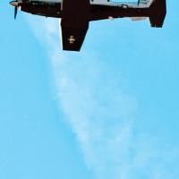 Lt. Dane Holland flies over the El Reno Regional Airport