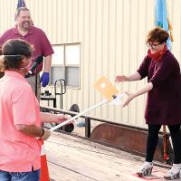 Brent Chaffee delivers awards to Jadzia Taylor