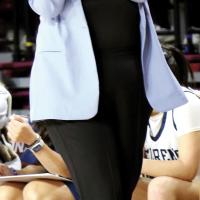 Jennifer Douglas roots her players on from the sidelines during the 5A state title game