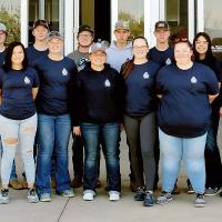El Reno High School’s archery team outside the arena in Salt Lake City