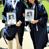 Cash Crawford and Chasity Ramos hold up photos