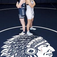 Hannah Koen (left) and Kaylee Davis are the first females in EHS history to qualify for the Oklahoma State High School Wrestling Championships