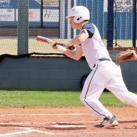 Austin Steffler drops down a bunt